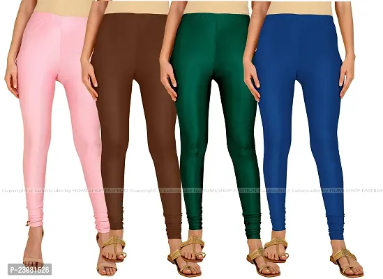 Stylish Fancy Lycra Blend Solid Leggings For Women Pack Of 4-thumb0