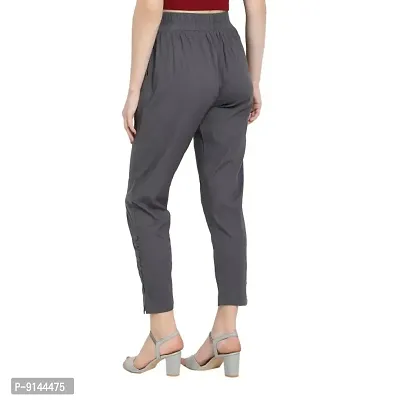 PT Regular Fit Elastic Waist Cotton Pencil Pant Casual/Formal Trousers for Women with Pockets for Casual  Official Use for Women's  Girls Available in 13 Colors.-thumb2