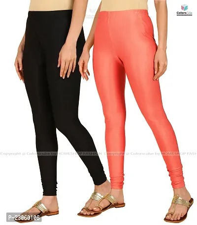 Stylish Women Lycra Blend Leggings Pack of 2-thumb2