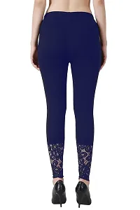 PT Designer Latest Cotton Ankle Length Bottom wear Fancy Leggings for Women with net lace Regular Fit Solid Leggings-thumb1