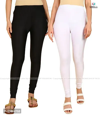 Stylish Women Lycra Blend Leggings Pack of 2