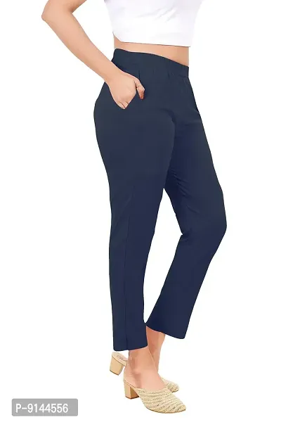 PT Latest Toko Stretchable Trousers for Women Straight Fit Pant for Casual, Daily and Office wear with Elastic Waist and Pockets.-thumb3