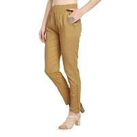 PT Regular Fit Elastic Waist Cotton Pencil Pant Casual/Formal Trousers for Women with Pockets for Casual  Official Use for Women's  Girls Available in 13 Colors.-thumb1