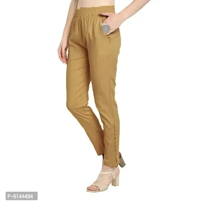 PT Regular Fit Elastic Waist Cotton Pencil Pant Casual/Formal Trousers for Women with Pockets for Casual  Official Use for Women's  Girls Available in 13 Colors.-thumb2