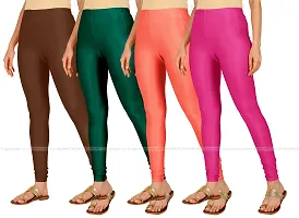 Stylish Fancy Lycra Blend Solid Leggings For Women Pack Of 4-thumb1