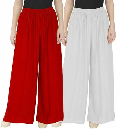 Pack Of 2 Rayon Stitched Palazzos