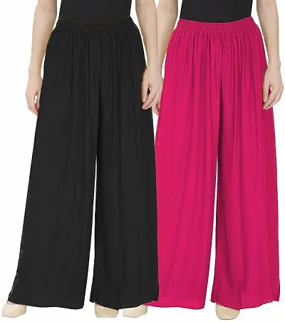 Stylish Solid Rayon Palazzo For Women- Pack Of 2