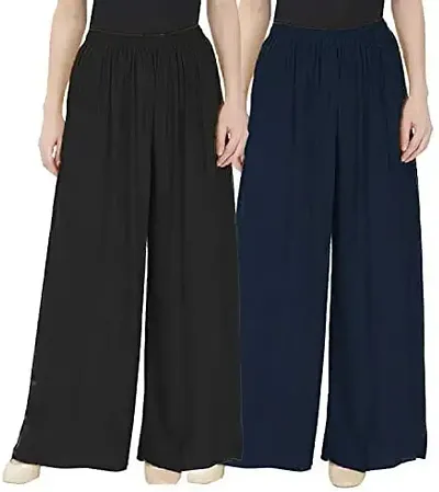 Women's Beautiful Rayon Solid Palazzos Combo (Pack of 2)