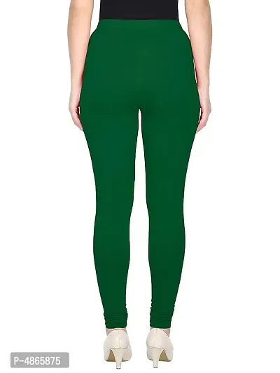 Alluring Green Cotton Solid Leggings For Women-thumb2