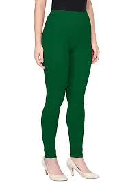 Alluring Green Cotton Solid Leggings For Women-thumb2