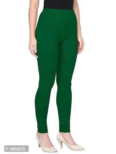 Alluring Green Cotton Solid Leggings For Women-thumb3