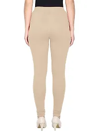 Alluring Beige Cotton Solid Leggings For Women-thumb1