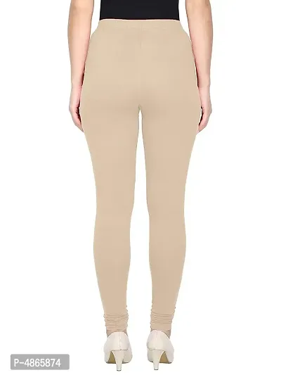 Alluring Beige Cotton Solid Leggings For Women-thumb2