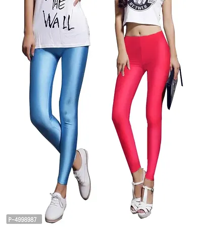 Stylish Skiny Fit Satin Shiny Leggings For Women ( Pack Of 2 )