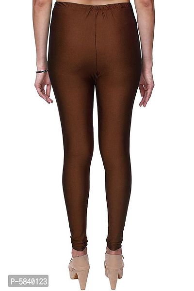 Stylish Satin Brown Solid Leggings For Women ( Pack Of 1 )-thumb3