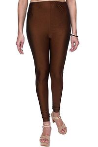 Stylish Satin Brown Solid Leggings For Women ( Pack Of 1 )-thumb1