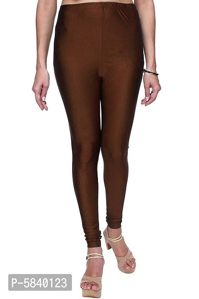 Stylish Satin Brown Solid Leggings For Women ( Pack Of 1 )-thumb2