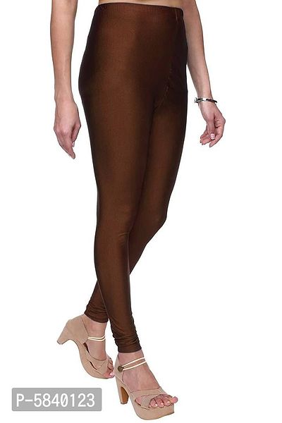 Stylish Satin Brown Solid Leggings For Women ( Pack Of 1 )