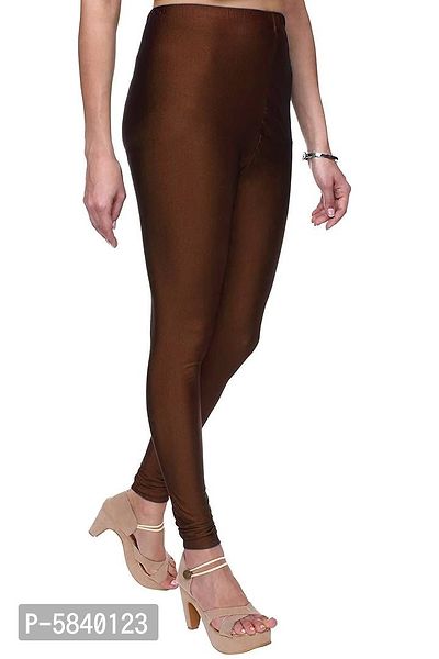 Stylish Satin Brown Solid Leggings For Women ( Pack Of 1 )-thumb0