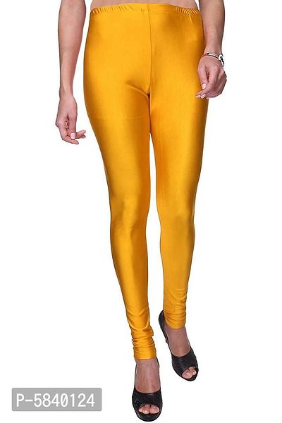 Stylish Satin Mustard Solid Leggings For Women ( Pack Of 1 )-thumb2