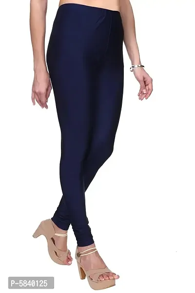 Stylish Satin Navy Blue Solid Leggings For Women ( Pack Of 1 )