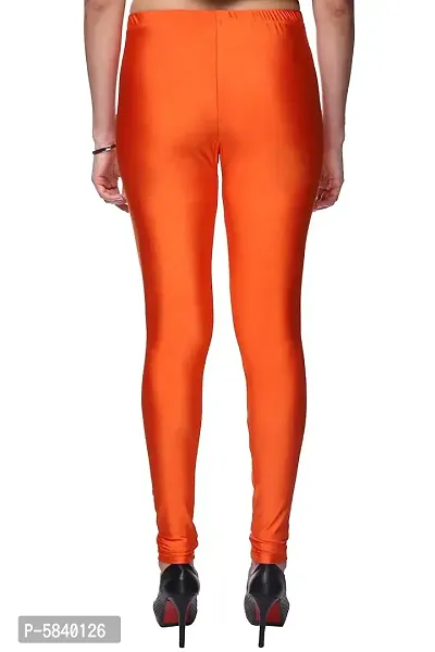 Stylish Satin Orange Solid Leggings For Women ( Pack Of 1 )-thumb3