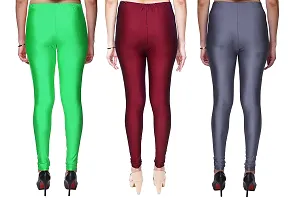 Stylish Satin Multicoloured Solid Leggings For Women ( Pack Of 3 )-thumb2