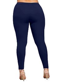 Stylish Cotton Navy Blue Solid Leggings For Women ( Pack Of 1 )-thumb1