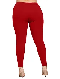 Stylish Cotton Red Solid Leggings For Women ( Pack Of 1 )-thumb1