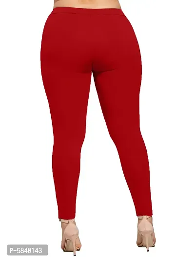 Stylish Cotton Red Solid Leggings For Women ( Pack Of 1 )-thumb2
