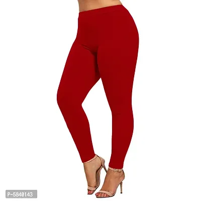 Stylish Cotton Red Solid Leggings For Women ( Pack Of 1 )-thumb0