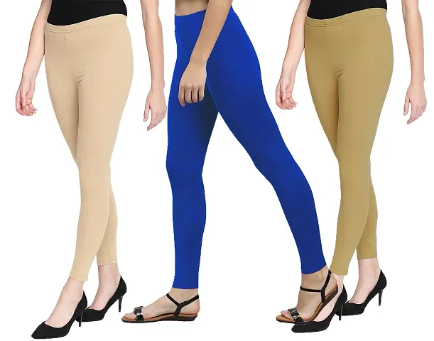 Trendy Women's Cotton Solid Leggings (Pack Of 3)