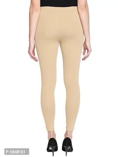 Stylish Cotton Beige Solid Leggings For Women ( Pack Of 1 )-thumb3