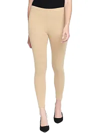 Stylish Cotton Beige Solid Leggings For Women ( Pack Of 1 )-thumb1