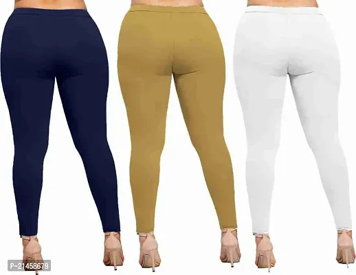 Fabulous Multicoloured Satin Solid Leggings For Women Pack Of 3-thumb2