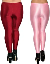 Fabulous Multicoloured Satin Solid Leggings For Women Pack Of 2-thumb2