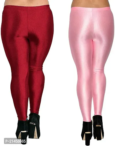 Fabulous Multicoloured Satin Solid Leggings For Women Pack Of 2-thumb3