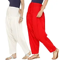 PT Latest Cotton Traditional Semi Patiala Salwar Punjabi Style Stitched for Women's and Girls (Free Size). Pack of 2 Red White-thumb2