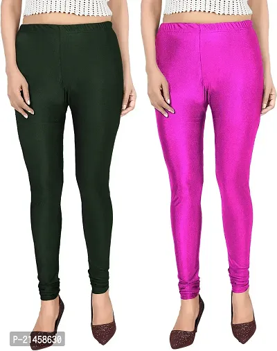 Fabulous Multicoloured Satin Solid Leggings For Women Pack Of 2