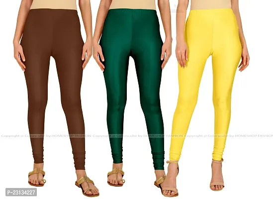 Fabulous Multicoloured Lycra Blend Solid Leggings For Women Pack Of 3