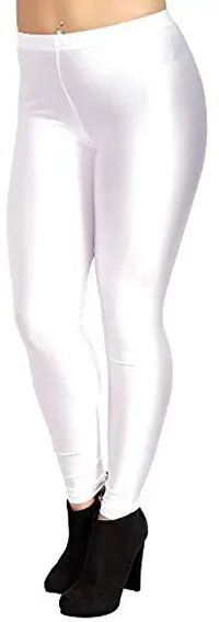 Fabulous White Satin Solid Leggings For Women Pack Of 1-thumb1
