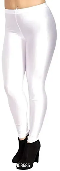 Fabulous White Satin Solid Leggings For Women Pack Of 1-thumb2