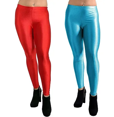 Stylish Cotton Solid Leggings For Women - Pack Of 2