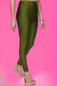 Stylish Green Lycra Blend Solid Leggings For Women-thumb2