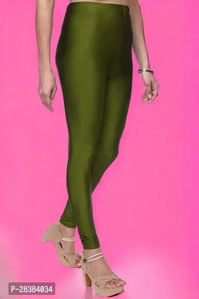 Stylish Green Lycra Blend Solid Leggings For Women-thumb3
