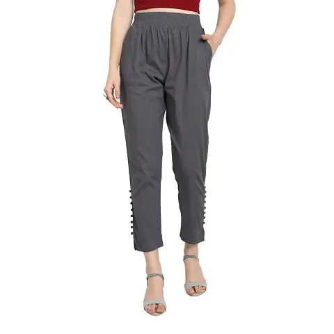 PT Regular Fit Elastic Waist Cotton Pencil Pant Casual/Formal Trousers for Women with Pockets for Casual & Official Use for Women's & Girls Available in 13 Colors.