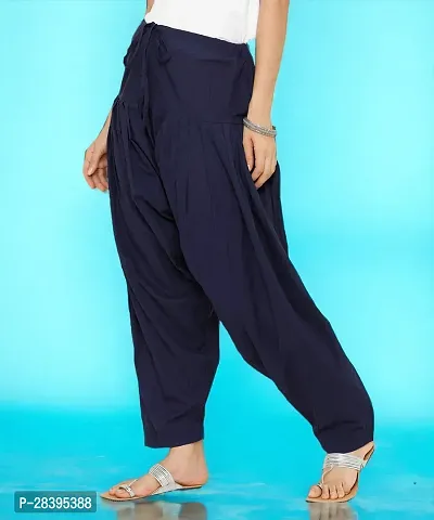 Fabulous Navy Blue Cotton Solid Salwars For Women-thumb0