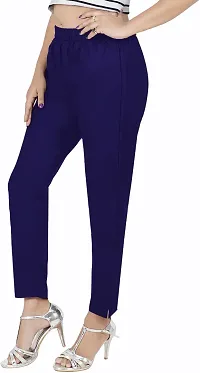 Elegant Blue Cotton Blend Solid Ethnic Pant For Women-thumb2