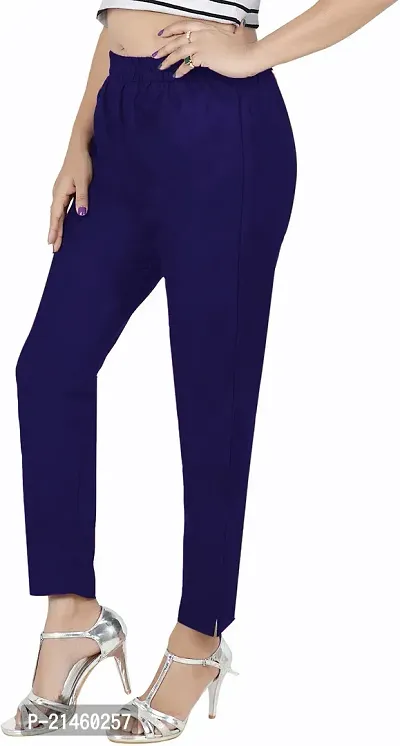 Elegant Blue Cotton Blend Solid Ethnic Pant For Women-thumb3