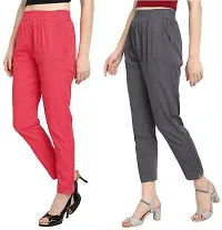 Elegant Multicoloured Cotton Slub Solid Ethnic Pant Combo For Women-thumb2